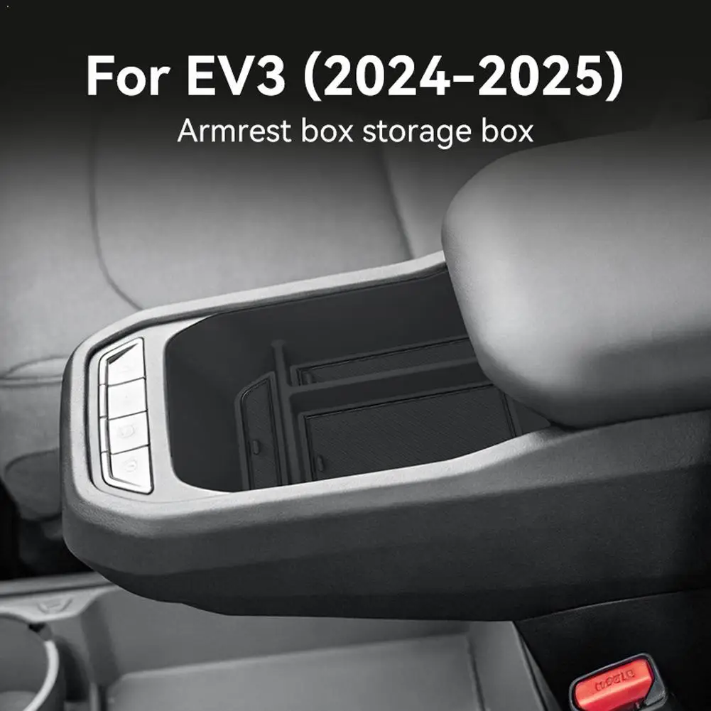 Armrest Storage Box For Kia EV3 2024-2025 Stowing Tidying Center Console Tray Organizer Black ABS Accessories