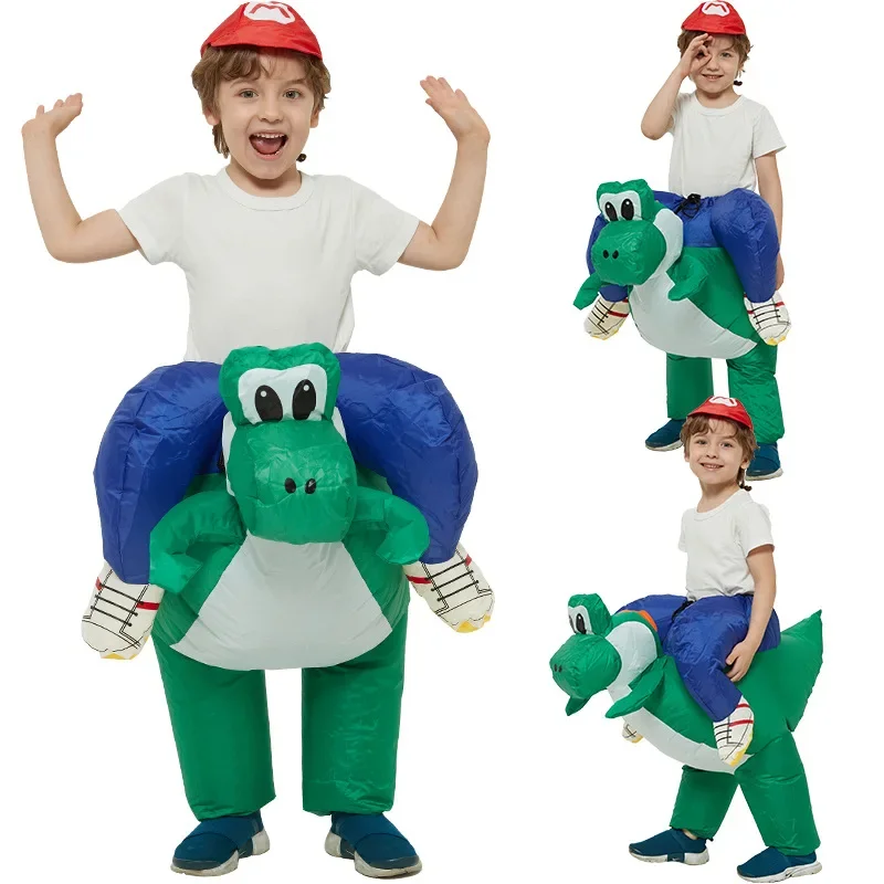 Mary Riding Dinosaur Inflatable Costume Adult Cartoon Animal Mount Action Figure Cosplay Clothes Funny Party Walking Props