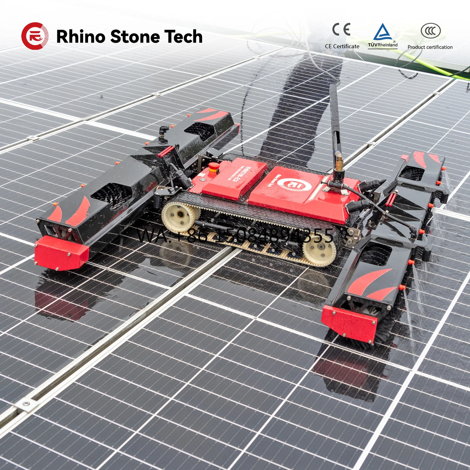 Robot de nettoyage automatique de panneaux solaires photovoltaïques, machine de nettoyage de panneaux PV pour l'entretien solaire commercial et industriel