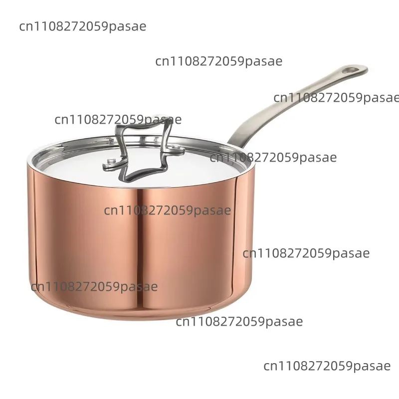 3Ply Copper Clad Saucepan Milk Pot with Stainless Steel Interior and Induction Compatible for Home Kitchen Hotel Restaurant