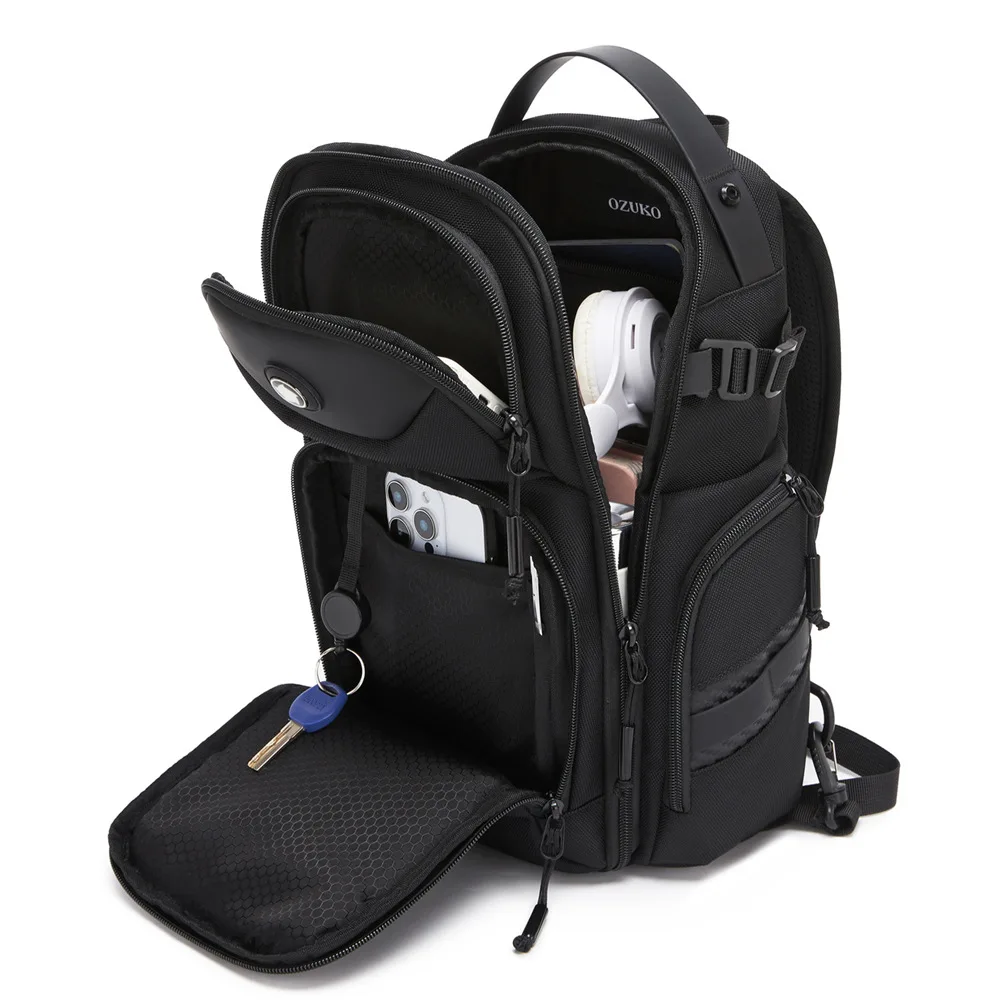 Men's chest bag, crossbody bag, large-capacity functional commuter and travel bag, single-shoulder bag
