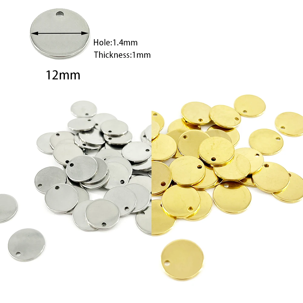 100 stks/partij Custom Pandant Rvs Blank Stempelen Dog Tags Charms Staal Goud Kleur Tag Persoonlijkheid Lasergravure LOGO