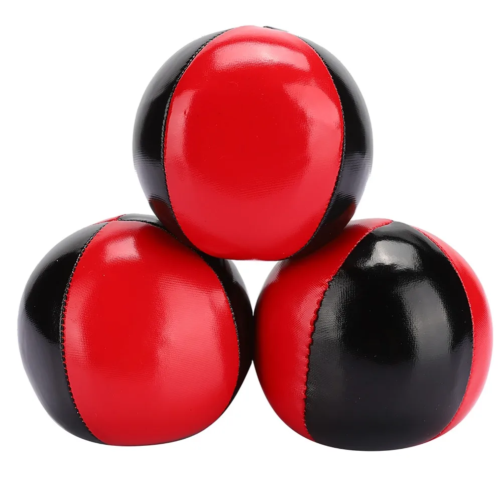 3PCS Speelgoed Bal Rood Zwart Jongleren Ballen Draagbare 6.3CM PU Lederen Jongleren Bal Geen Bounce Jongleren ballen Set Training Ballen