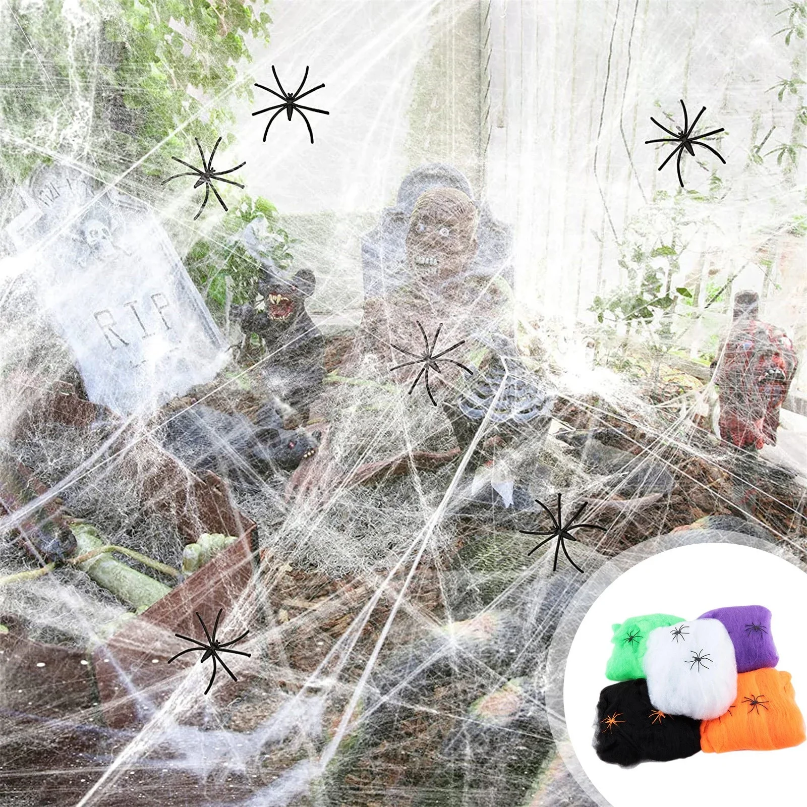 Spider Web Halloween Decoration - 1 juego de telarañas de Halloween
