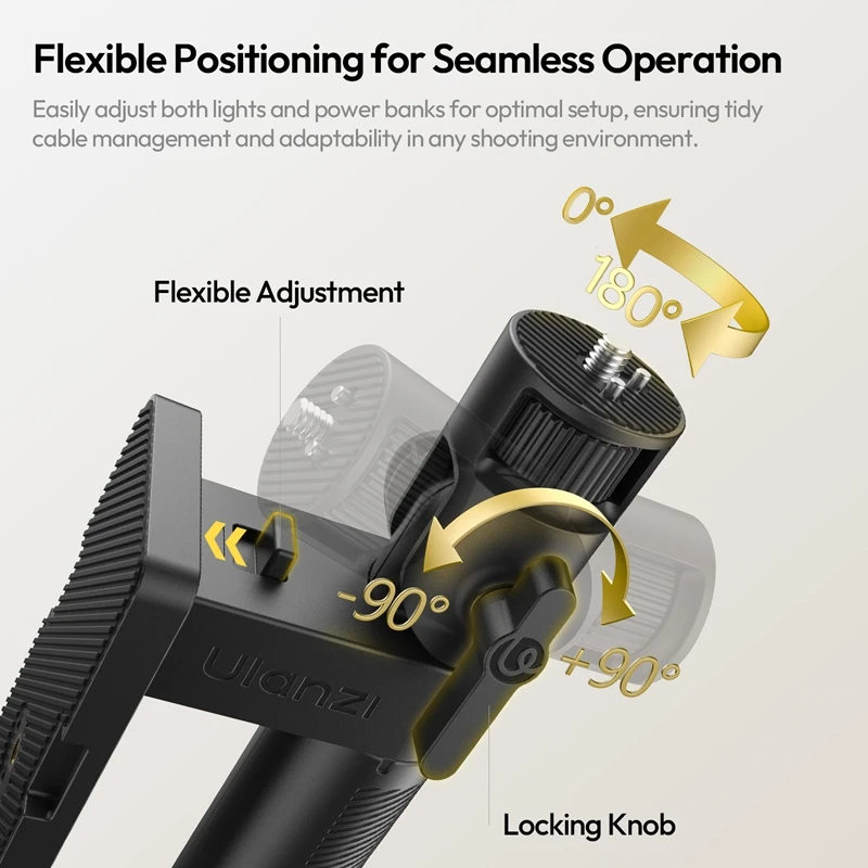 Ulanzi AL06 Light Handle Grip Light Stand z regulowanym kątem mocowania zasilania do światła wypełniającego COB Light Air Tube Light Max Load 4KG — zdjęcie produktu 4