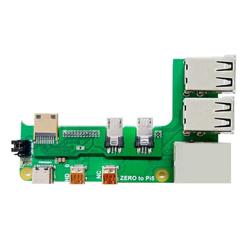 For Raspberry Pi Zero 2W To PI5 Expansion Board Zero To Pi5 Interface Adapter Zero USB HUB RJ45 HAT