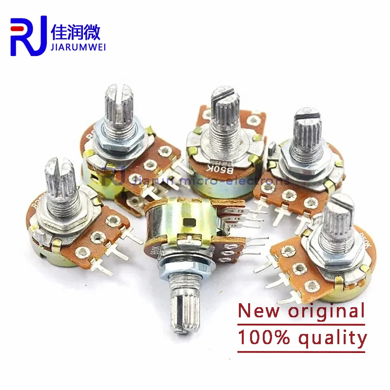 5PCS WH148 20mm 6pin Linear Potentiometer With Nuts And Washers 1K 2K 5K 10K 20K 50K 100K 200K 250K 500K 1M Potentiometers Kit