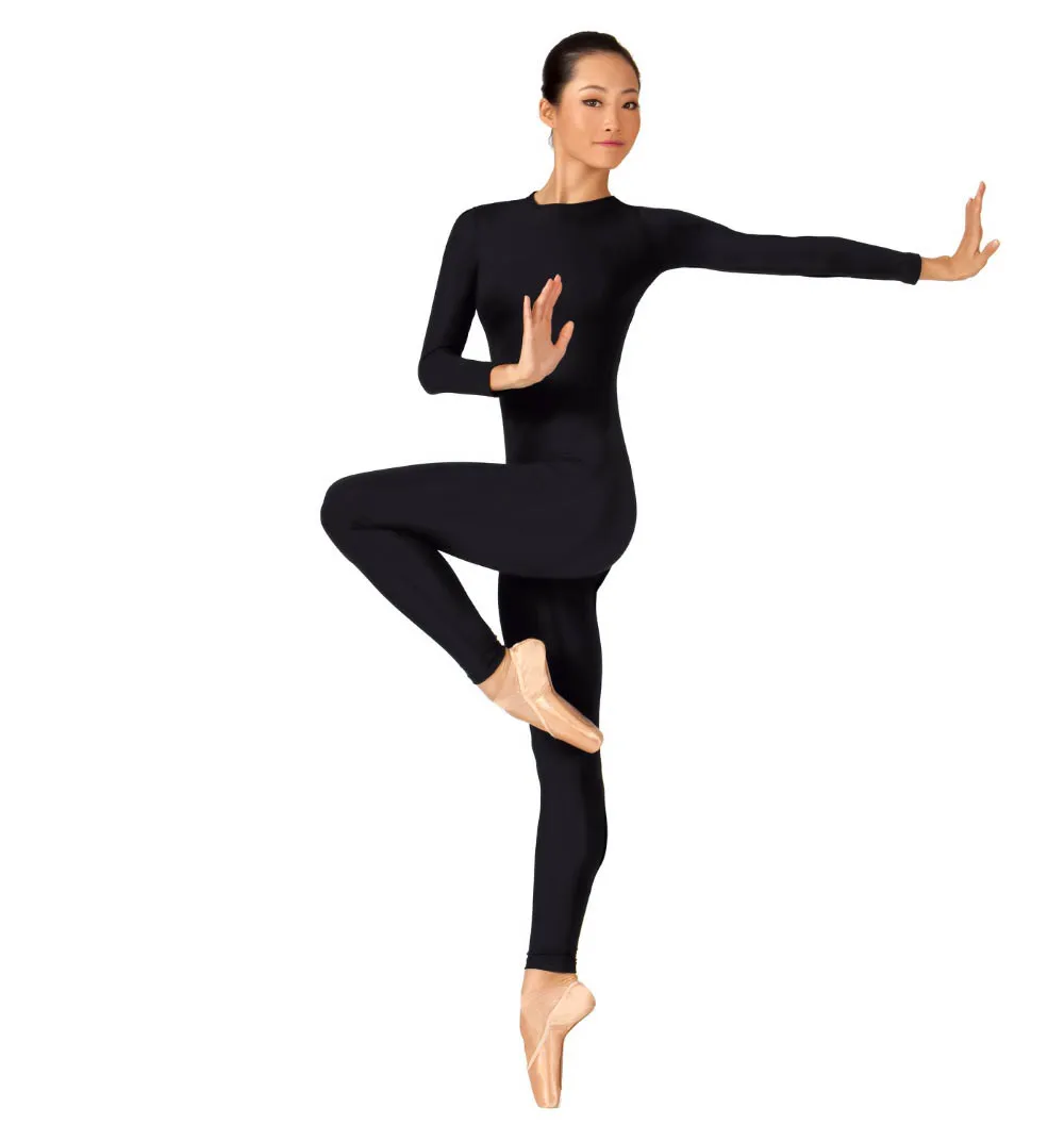 Adult Dance Unitard Bodysuit Ballet Leotards Women Dance Costume Long Sleeve Spandex Jumpsuit Back Zipper One-piece Dance Wear