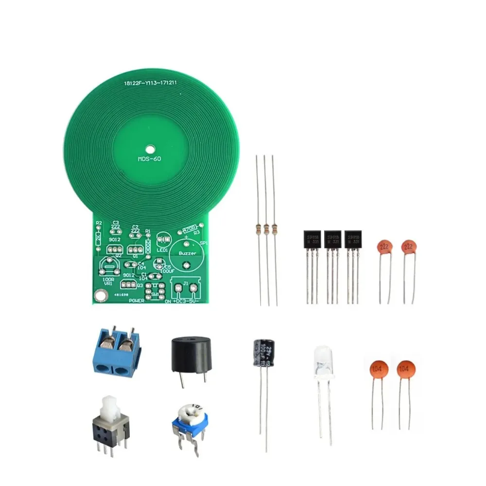 センサー用非接触金属検出モジュール,バッテリーケース付き金属探知機,電子,DIYキット,DC, 3v-5v,60mm