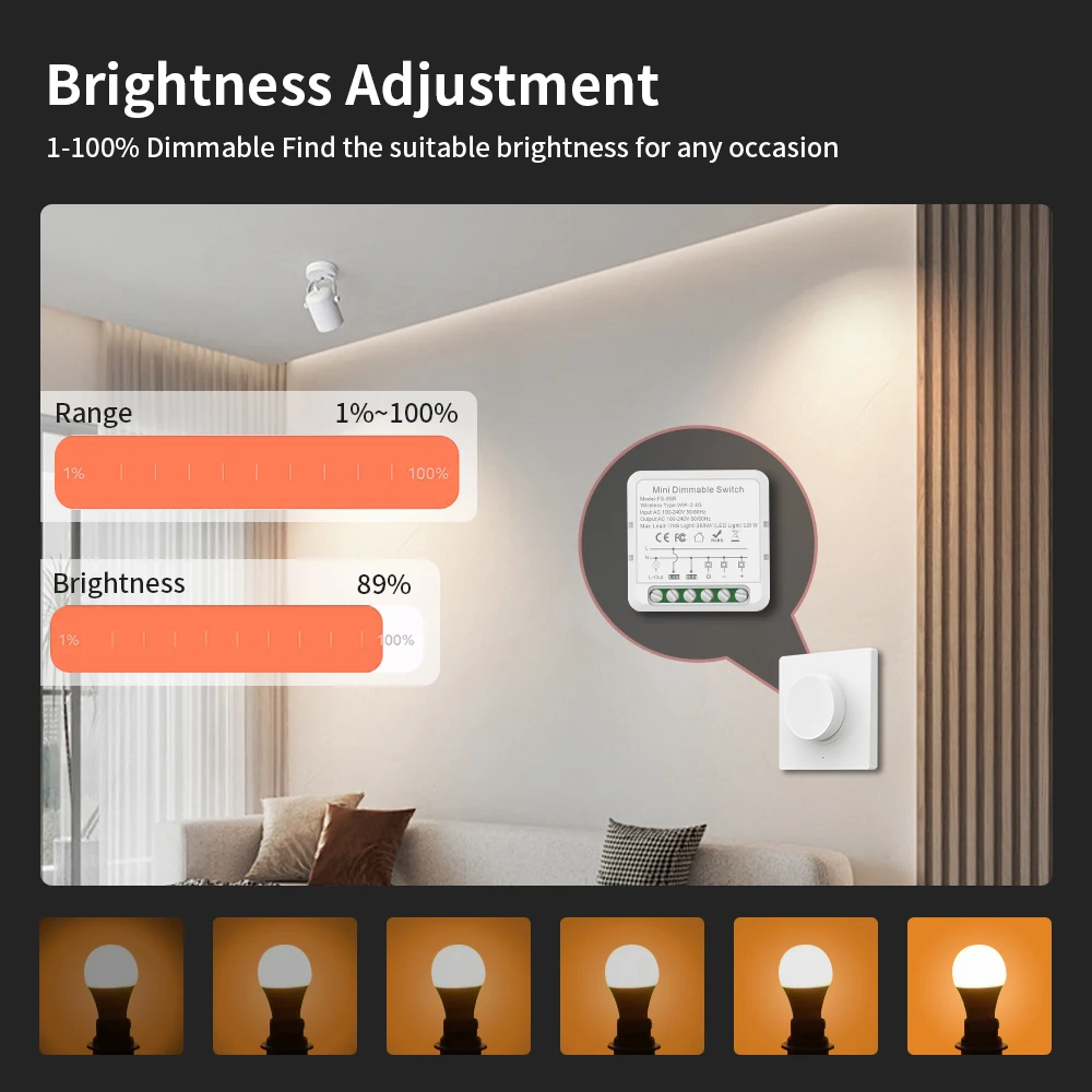 TNCE Tuya wifi Dimmer ZigBee Module Supports 2 Way Control LED Lights Dimmable Switch Work with smart life app Alexa Google Home