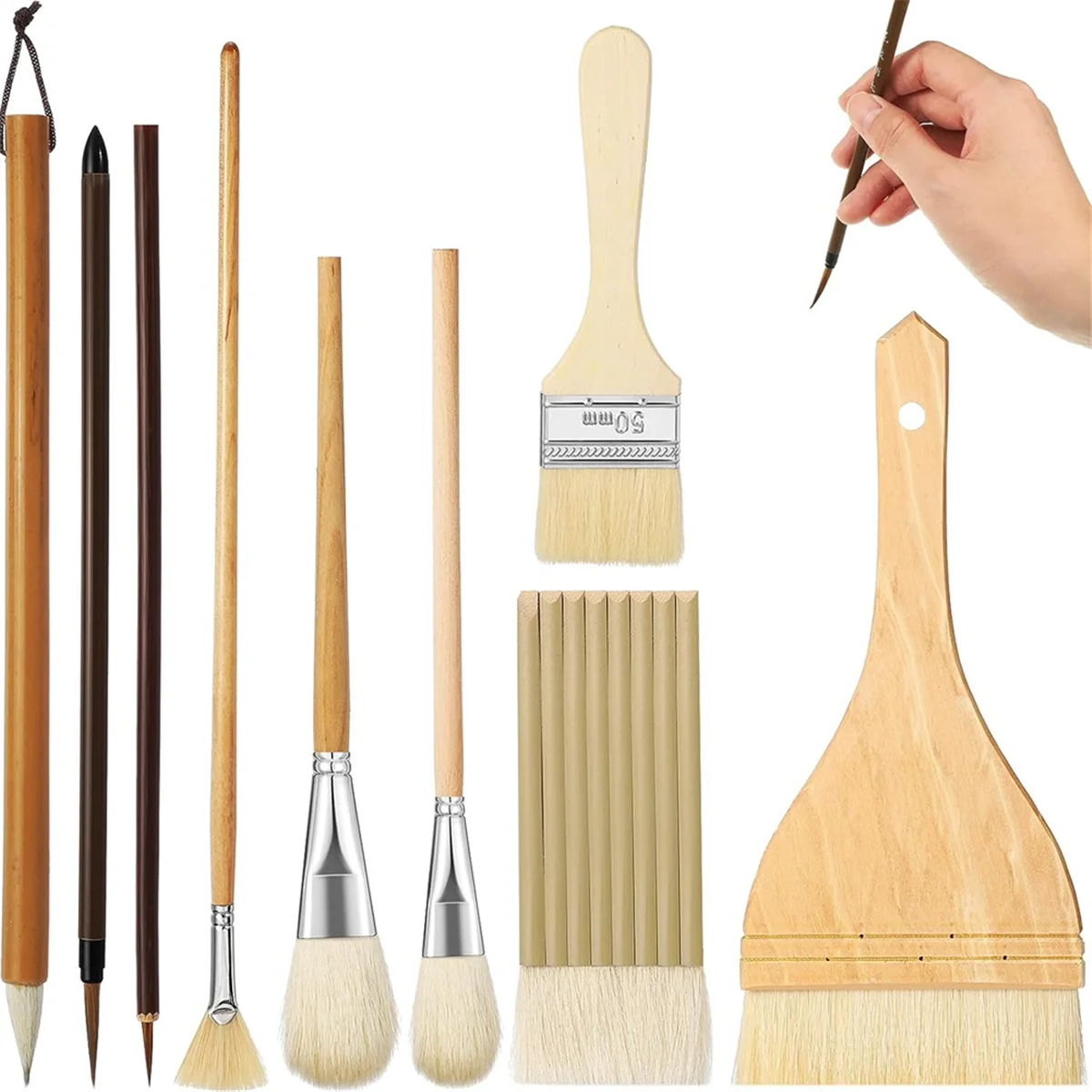 Pottery Glaze Brushes Ceramic Brushes Set for Pottery Acrylic Watercolor for Painting Artists Rock Students Adults Kids