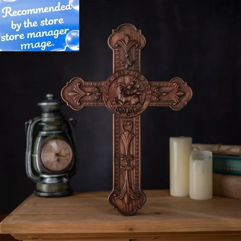 

Vintage Cross Wood Carving for Wall Decoration, Hanging Church Home Living Decor Gifts