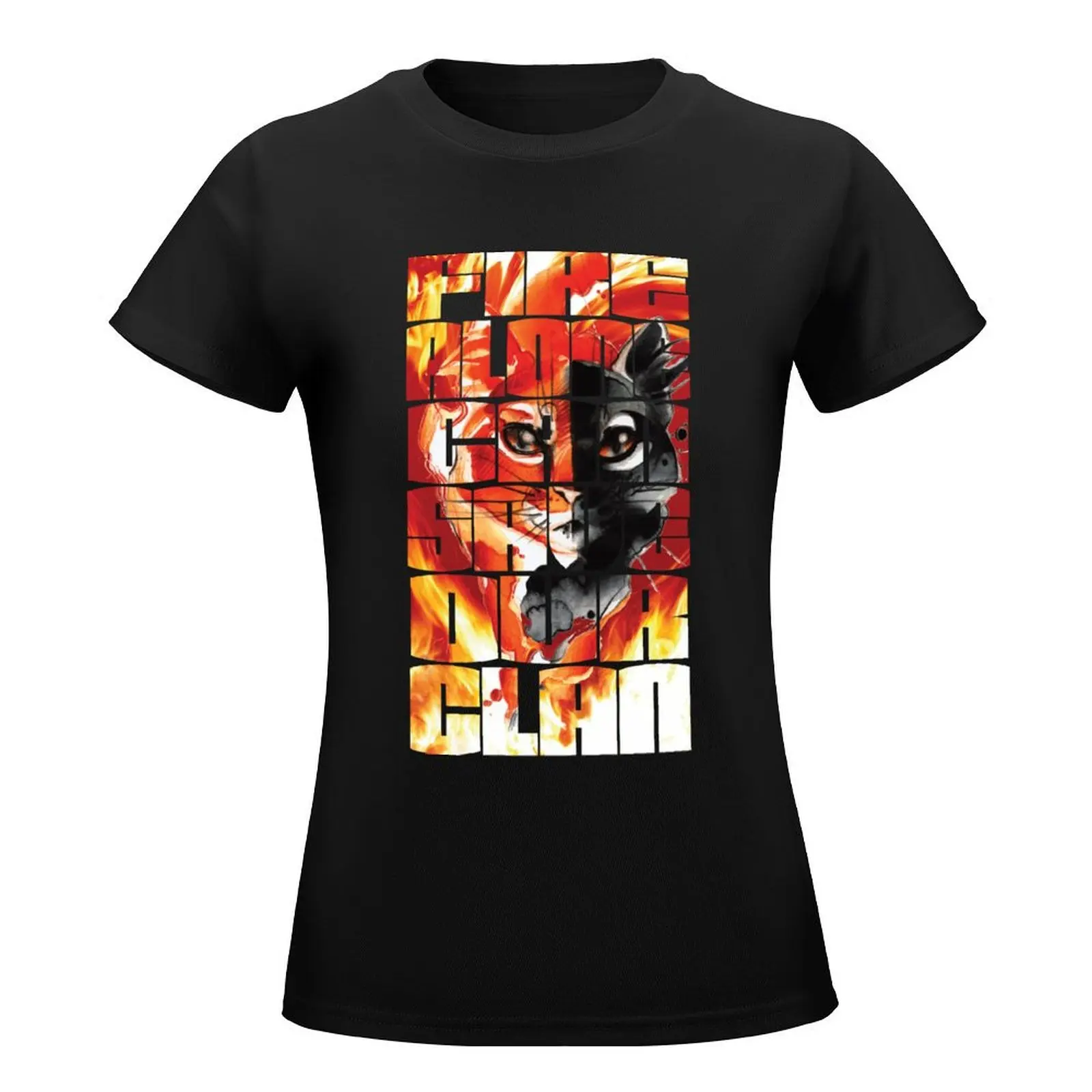 Fire can save our clan, warriors, cat T-Shirt summer clothes animal prinfor Summer Women's clothing