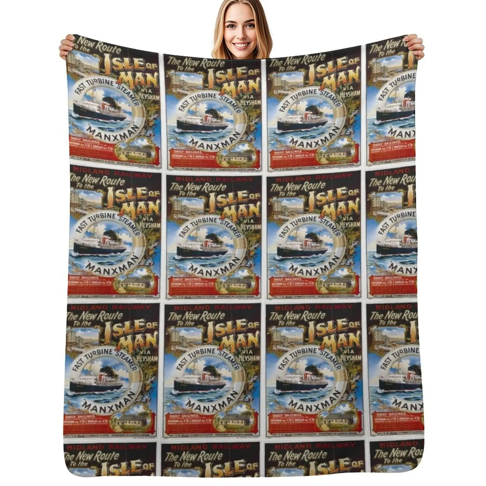 Isle of Man Throw Blanket Moving Decorative Sofa Flannel Furrys Giant Sofa Blankets For Baby Blankets