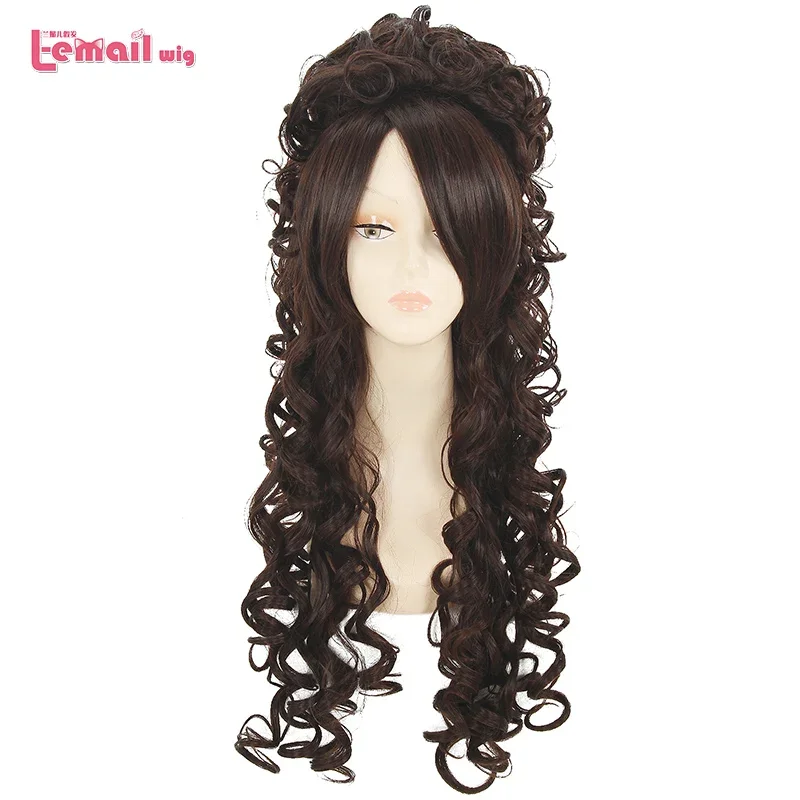 

L-email wig Synthetic Hair Brown Long Curly Cosplay Wigs Curly Brown Cosplay Wig Heat Resistant Halloween Daily Wig