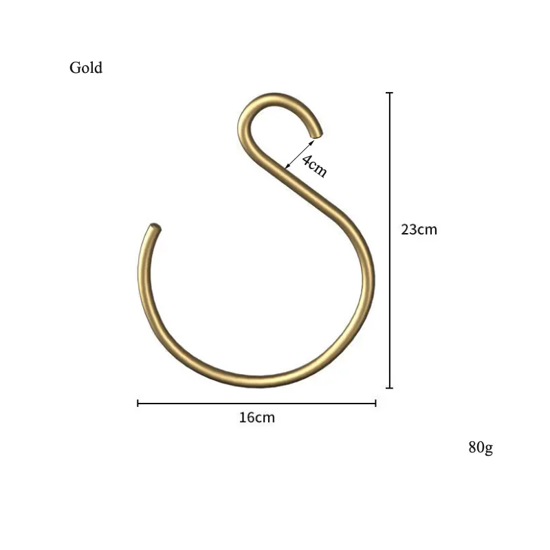 Multi-functional S-Shape Hook For Hanging Scarf Rack Clothes Bag Hanger Storage Closet Organizer S Shaped Drying Hook Metal Gold