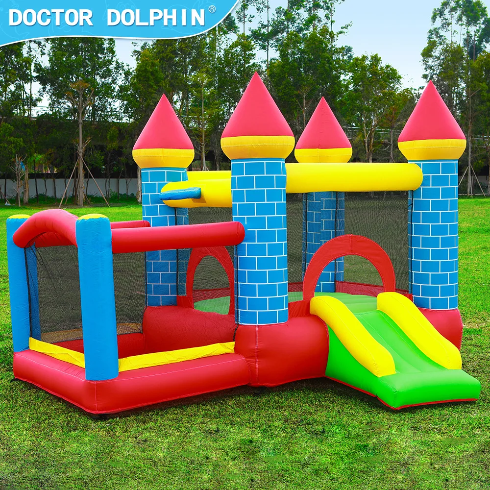 Doctor Dolphin Kids Inflatable Bounce House Jumping Castle Outdoor Indoor Play Bouncy Castle Classic Type With Blower Kids Toys