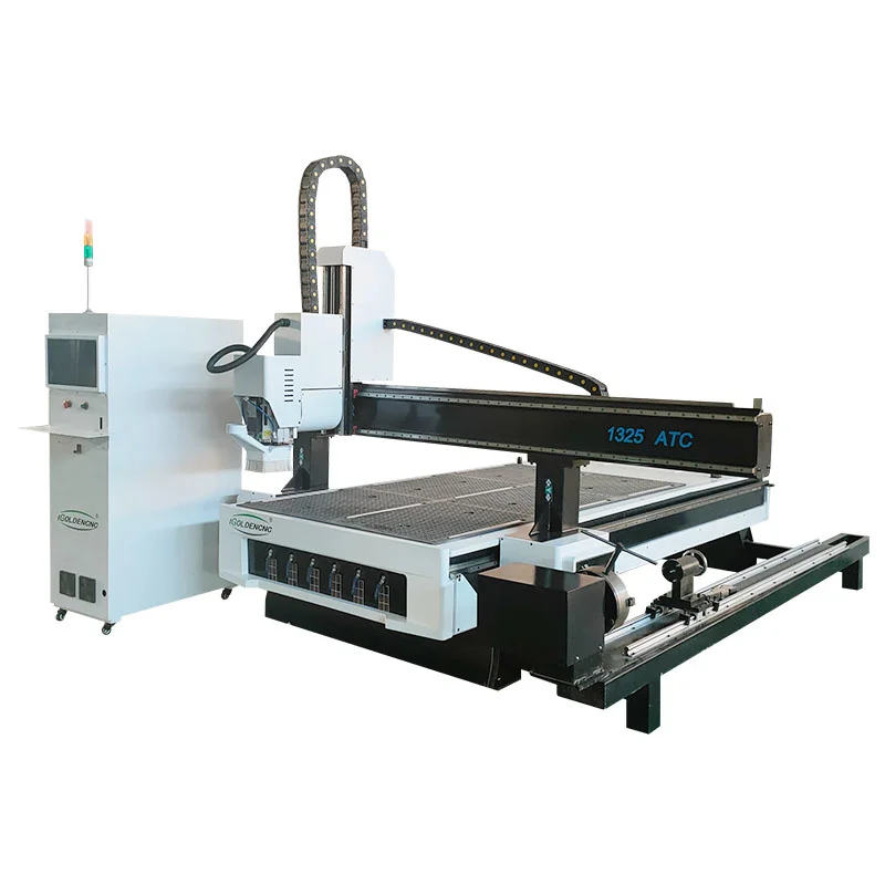 Cnc 1530 1325 Router Atc Automatic 3D Wood Carving Mdf Kitchen Cabinet Door Making Machines With Rotary Axis And Swing Head