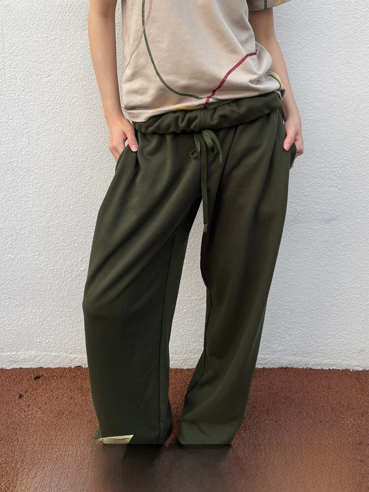 

Adjustable Waist Banana Sweatpants with Pleated CryingCenter Youth Casual Pants Straight Leg Long Trousers for Autumn