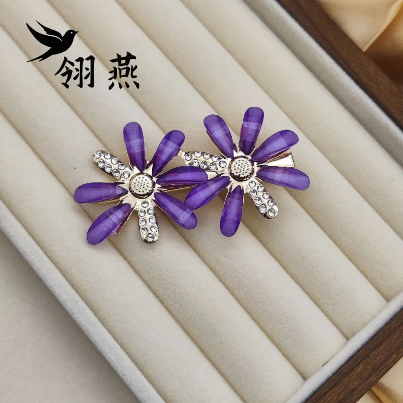 Phụ kiện tóc phong cách đường phố hoa đôi retro mới, kẹp tóc hoa thời trang