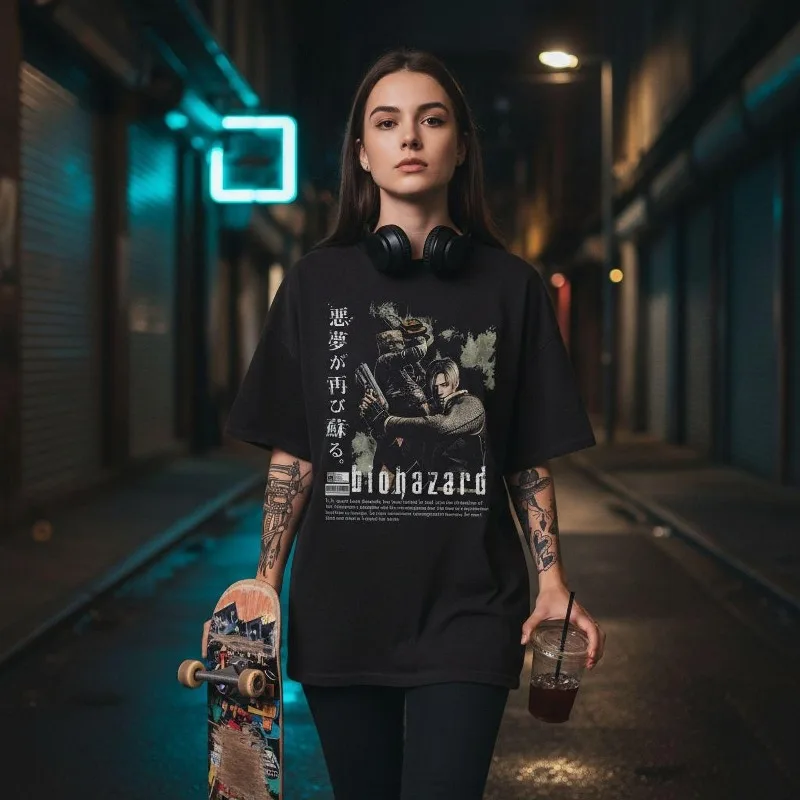 90s Retro Resident Evil T-shirt, Leon Kennedy T-shirt, Pirated Style Gamer T-shirt, Unisex T-shirt Suitable for All Seasons