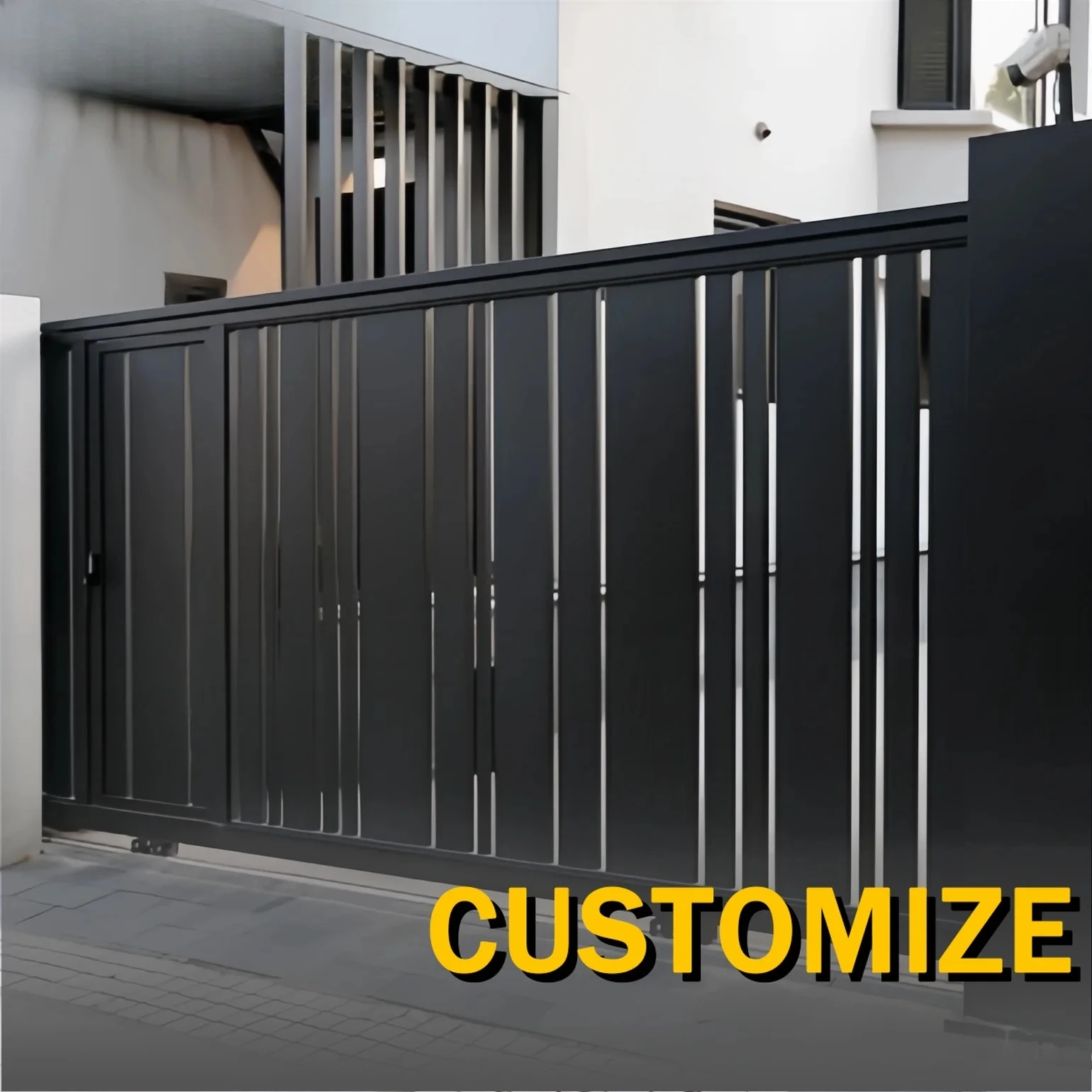 Any Size Custom Aluminum Automatic Sliding Gate Smart Lock Villa Driveway Privacy Security Heavy Duty