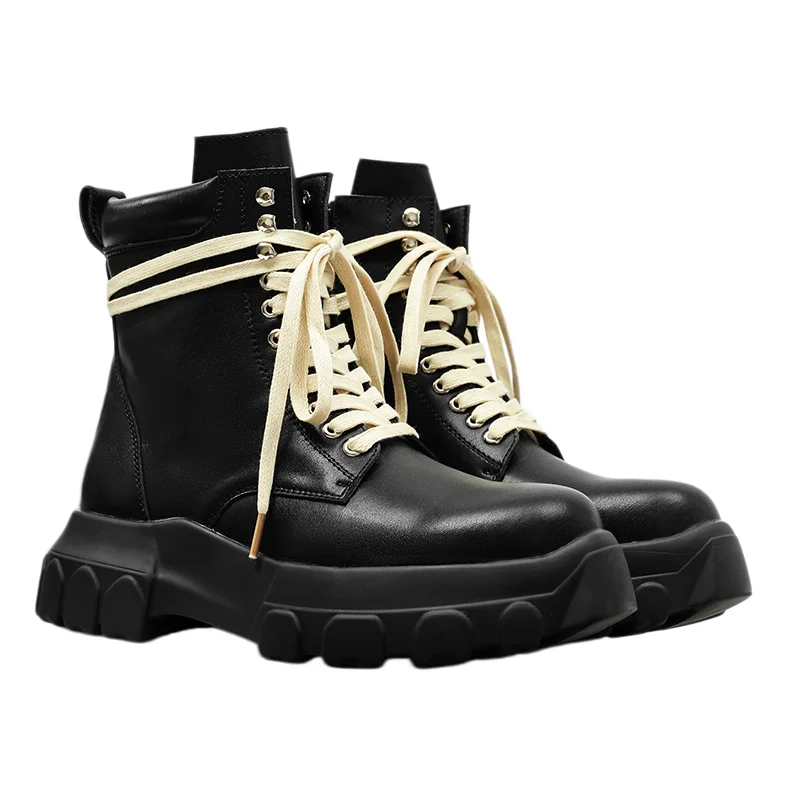 Cross Strap High-Top Boots for Men Side Zippers Outdoor Booties Male Shoes Unisex Luxury Handmade Novelty Shoes New in Boots
