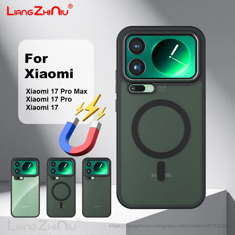 

Для Xiaomi 17 Pro Max/17 Pro/17 магнитный чехол для телефона Magsafe с зарядкой ТПУ + ПК, подушка безопасности с защитой от отпечатков пальцев, противоударный матовый чехол на заднюю панель