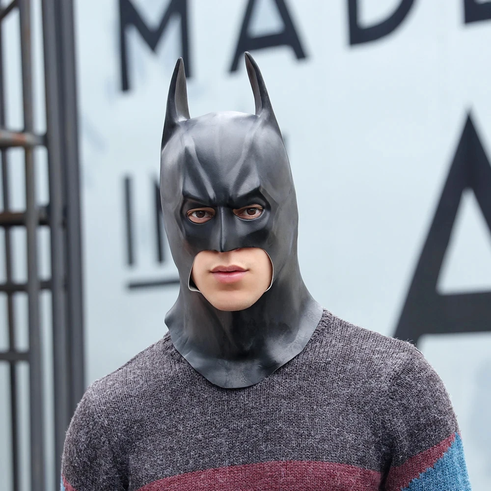 Bat Superhero Mask Cosplay Bruce Wayne Full Overhead Men Latex Helmet Halloween Carnival Dress Up Party Costume Props