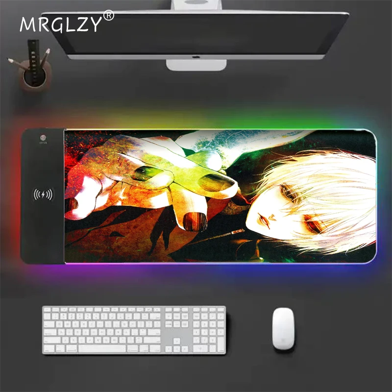 Wireless Charging Anime Tokyo Ghoul Kaneki Ken Gaming Assesories Room Desksetup Table Mat for Desk Keyboard Rugs Rgb Pc Mat