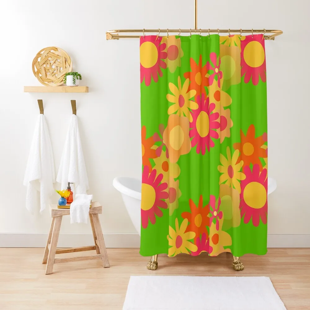 

1960s vintage groovy mod floral Shower Curtain For Bathrooms Window For Bathroom Shower Curtain