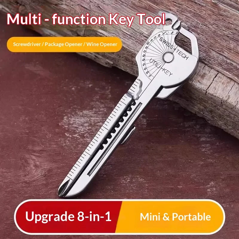 8‑in‑1Keychain Multitool Compact Folding Pliers Screwdriver Bottle Opener Outdoor Camping Tool