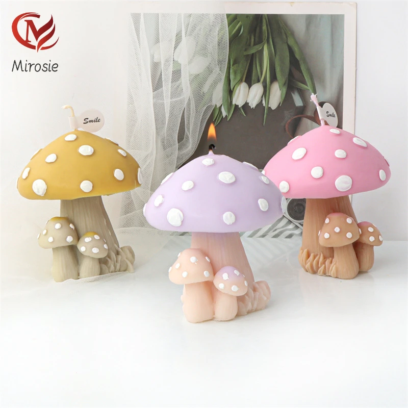 

Mirosie Creative Silicone Mushroom Candle Mold Aromatherapy Plaster Resin Molds Christmas Home Decoration 3D Molds for Candles