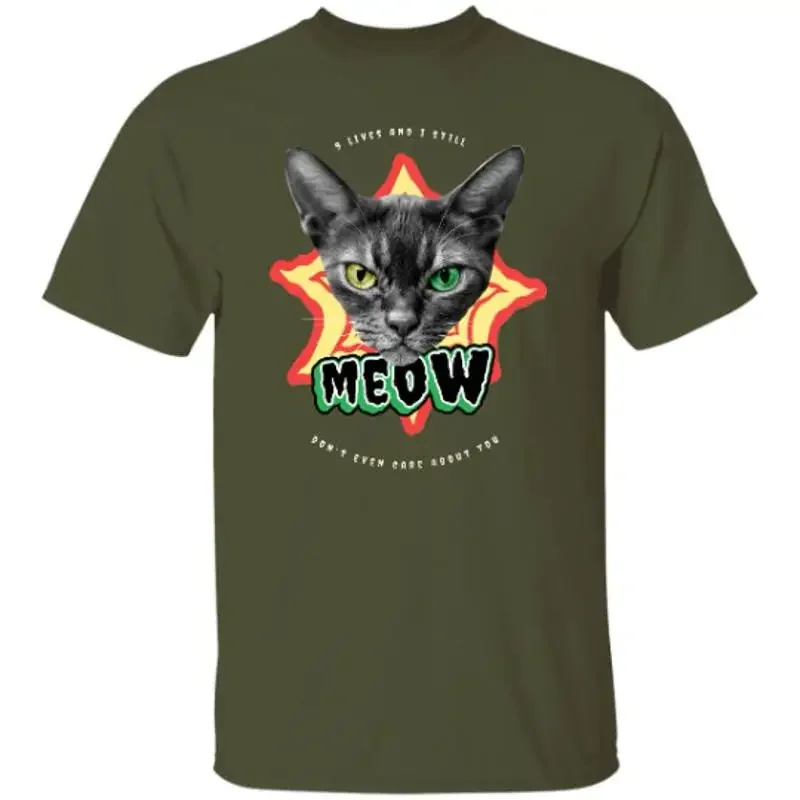 Grunge Cats Meow T shirt Cat Grim Reaper Funny Black Don't Care