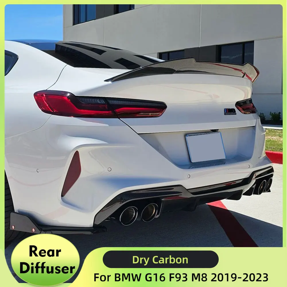 Prepreg Dry Carbon Fiber Car Rear Bumper Diffuser Lip Spoiler for BMW 8 Series G16 F93 M8 2019-2023 Rear Diffuser Protector