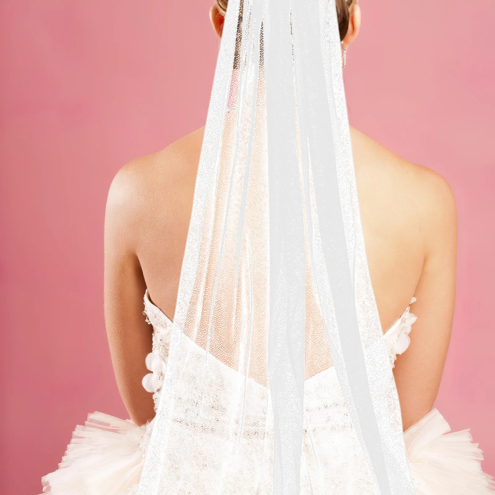 فاخر 300x150 سنتيمتر سباركلي الحجاب الزفاف الأبيض تول طرحة الزفاف مع مشط بريق تصميم طويل طول الكاتدرائية #5