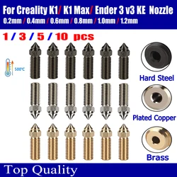 For Creality K1/k1 Max Nozzle Creality Ender 3 V3 KE Nozzle Brass Plated Copper Hardened Steel For K1/ CR-M4 Nozzles 0.4 0.6mm