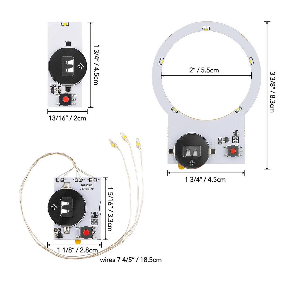 2/3/4Pcs/set Halo Lights Self-Adhesive Light-Up Units with Warm White Leds Easy Lights for Making Light-Up Cards Craft Supplies