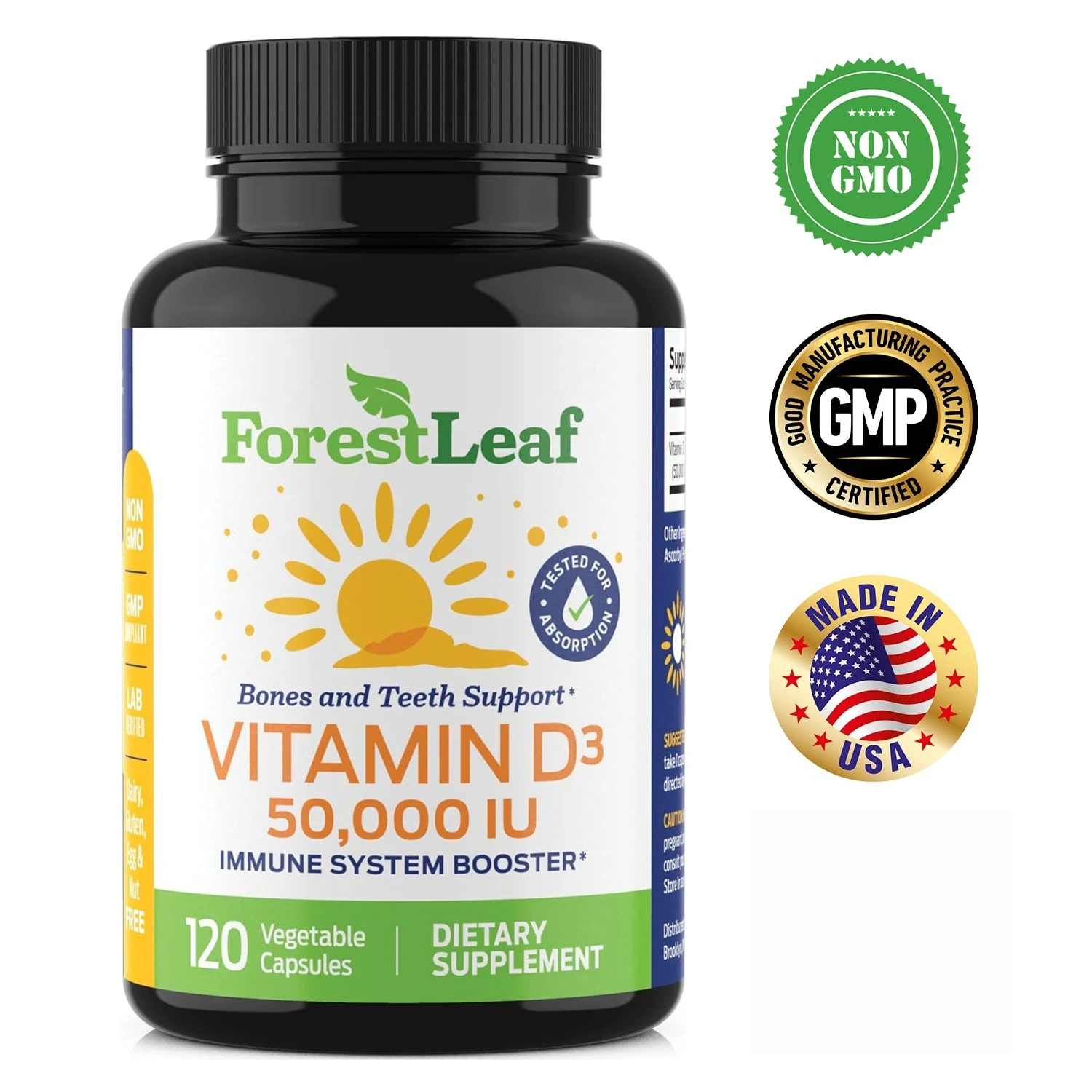 

Vitamin D3 + K2 Capsules - Strong Bones, Promote Brain Health, Maintain Cardiovascular Health, Enhances Immune System