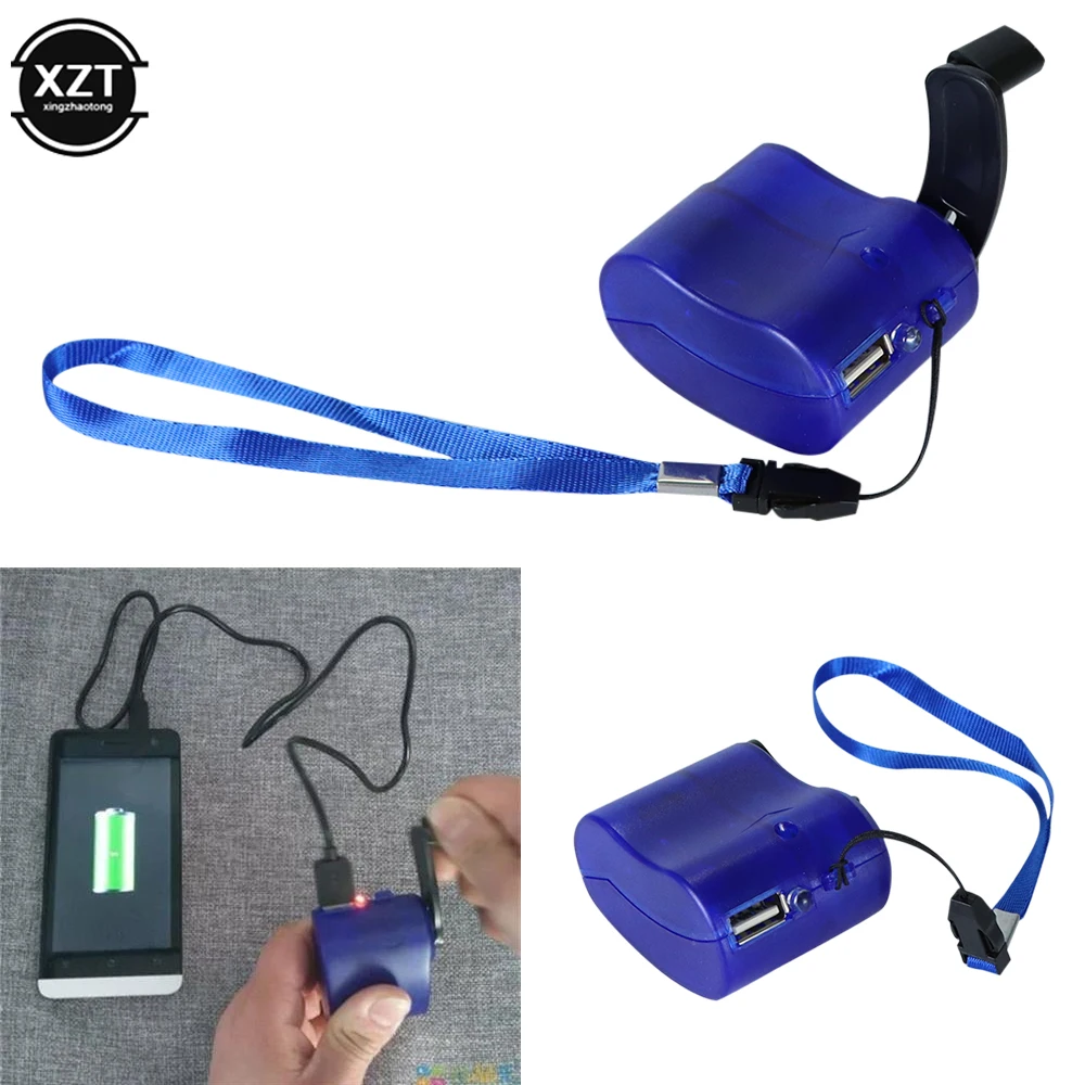 NEW MINI Manual Charger Emergency Outdoor Portable Hand Power 5V Mobile For Phone Emergency Power LED USB Dynamo Crank For Phone