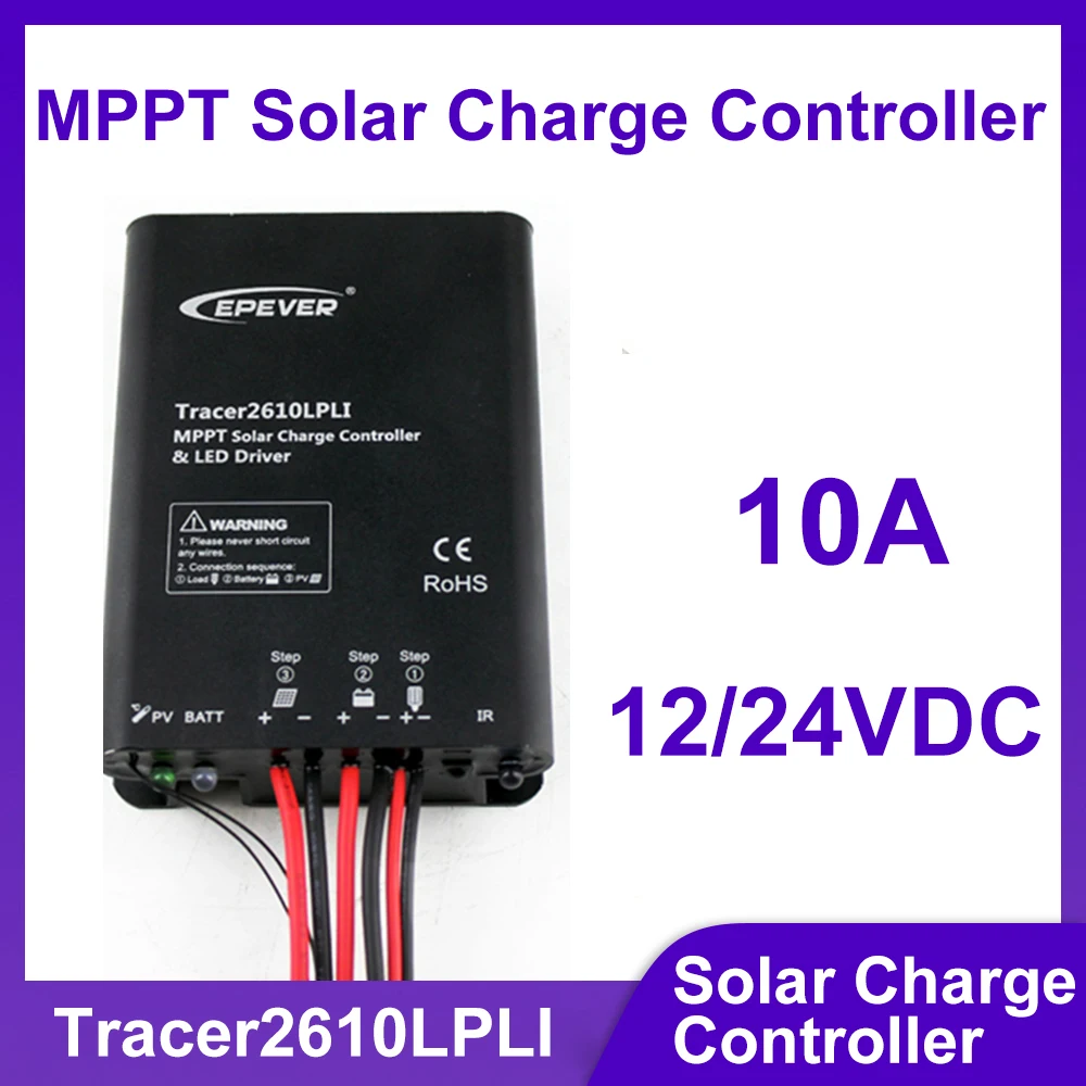 EPEVER Tracer2606LPLI/Tracer2610LPLI 10A MPPT Solar Controller With LED Driver Max PV 60V/100V Solar Street Light Regulator