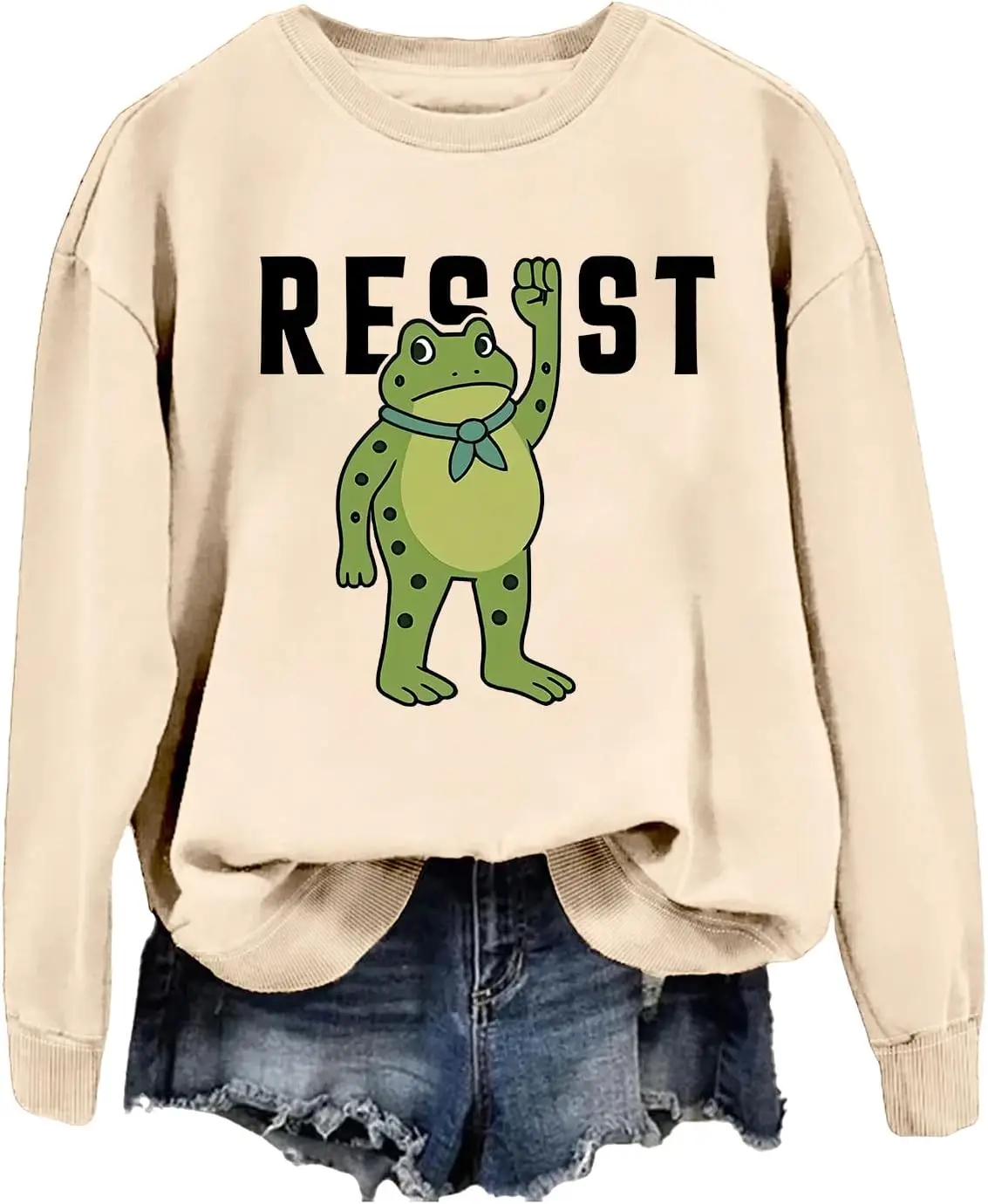 Bluza Portland Frog Resist Unisex z nadrukiem, krótki rękaw, okrągły dekolt, codzienna, miękka, wygodna, retro, zimowa, termiczna bluza z kapturem