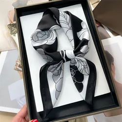 Women Luxury 70*70cm Silk Square Scarf Female Floral Print Soft Satin Hairband Neckerchief Headband Foulard Ribbon Travel Scarf