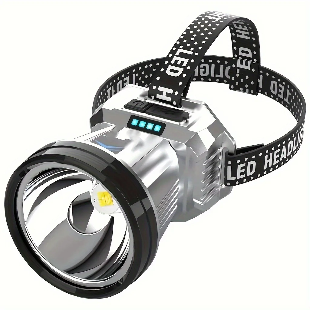 Outdoor Long-Life Strong Light Headlight Led Head-Mounted Rechargeable Night Fishing Light Super Bright Emergency Searchlight Portable Large Light Cup Headlight