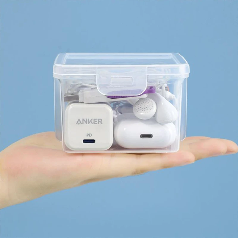 Cable Storage Box Transparent Plastic Data Line Storage Container For Desk Stationery Multifunctional Headset Data Charging Line - Image 4