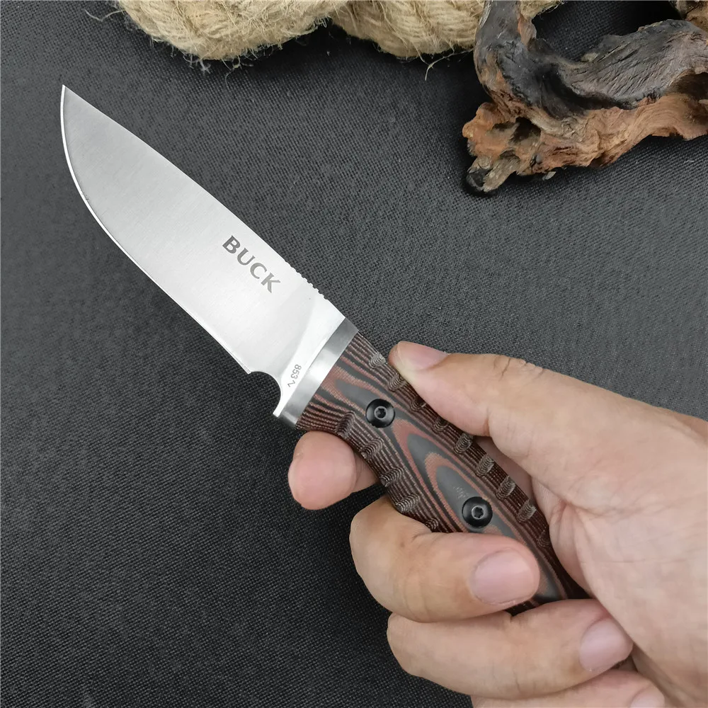 Mini Pocket Knife D2 Steel Blade G10 Handles Camping EDC Survival Knife Self Defense Tactical Hunting Knife with Sheath