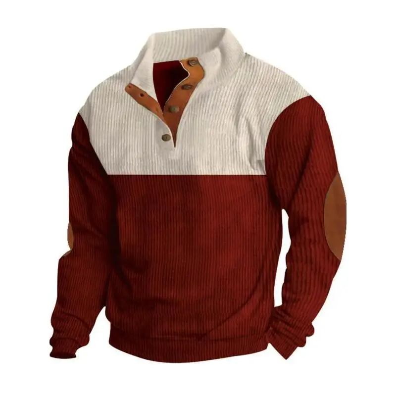 Men's Large Size Casual Colorblock Stand Collar Sweatshirt Comfortable Breathable Hoodie for Hiking And Other Outdoor Activities