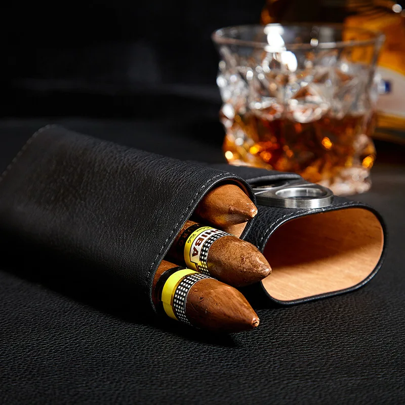 Cigar Case Travel Humidor Portable 2 or 3 Tubes Holder Mini Humidor Box Easy Carrying Cigar Case With Gift Box