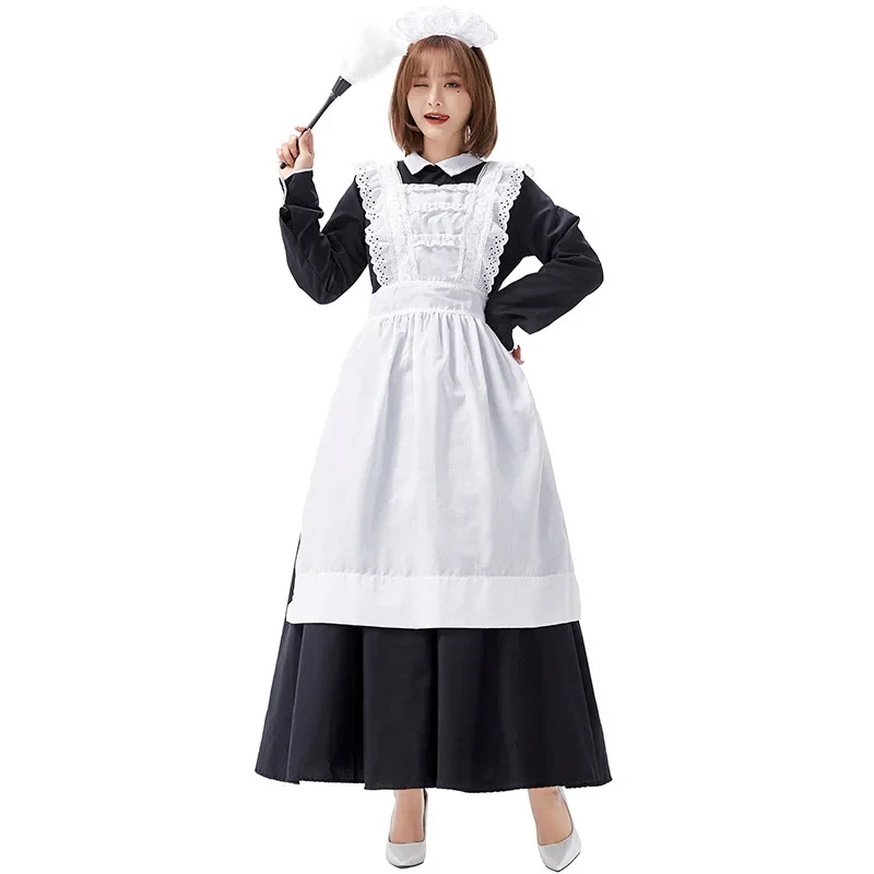 Coffee Shop Waiter Costume Maid Cosplay Women Halloween Costume For Adult