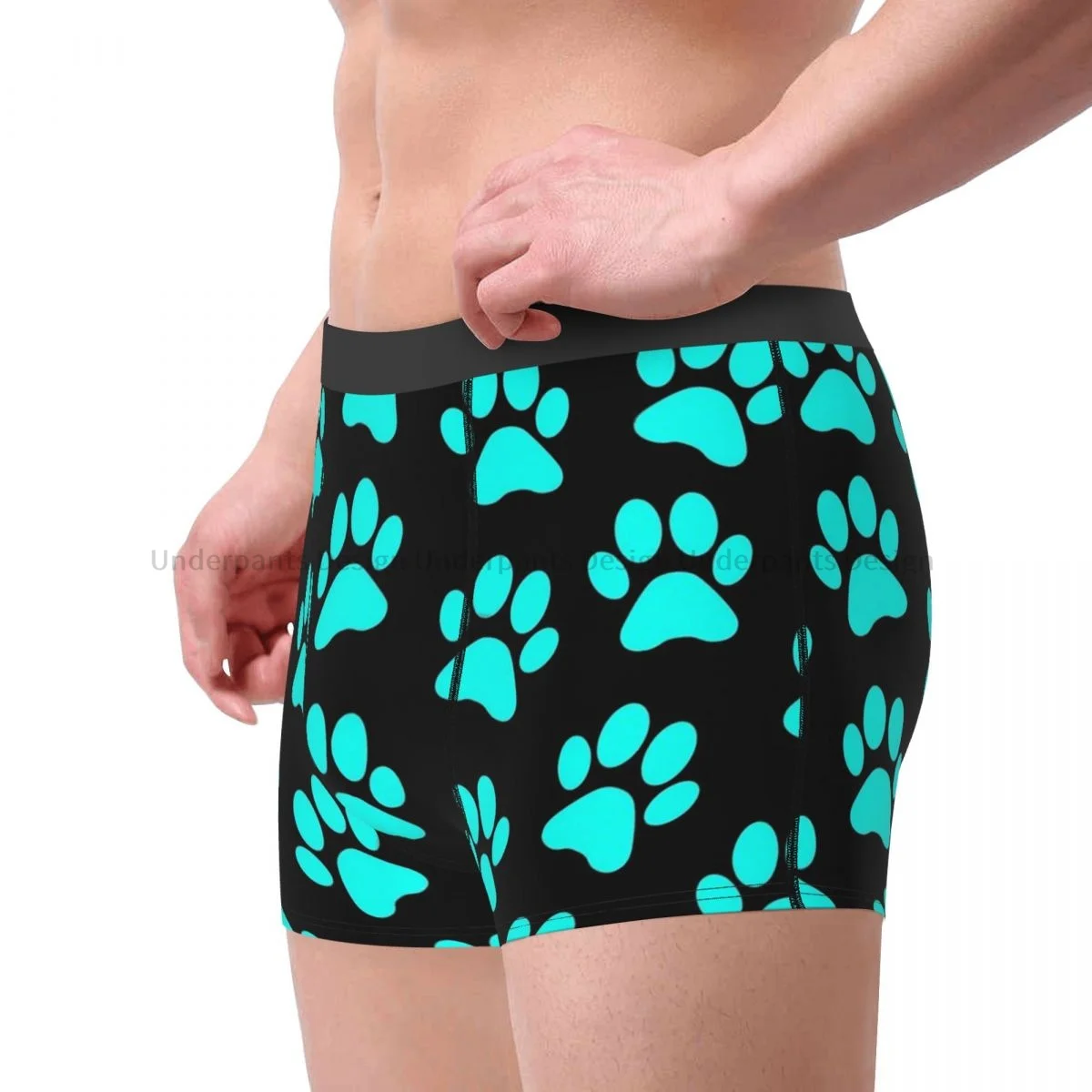 Paw Print Pattern Aqua Animal Cute Forest Ocean Underpants Breathbale Panties Man Underwear Comfortable Shorts Boxer Briefs